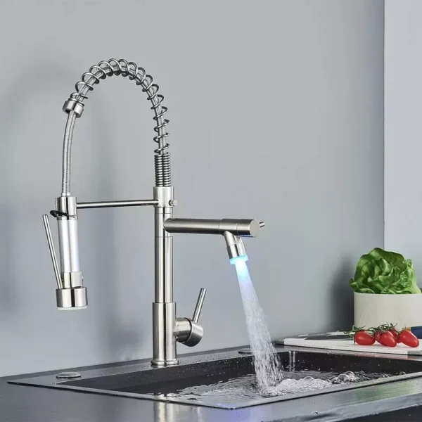 Single Handle Dual Outlet LED Kitchen Faucet - Image 2