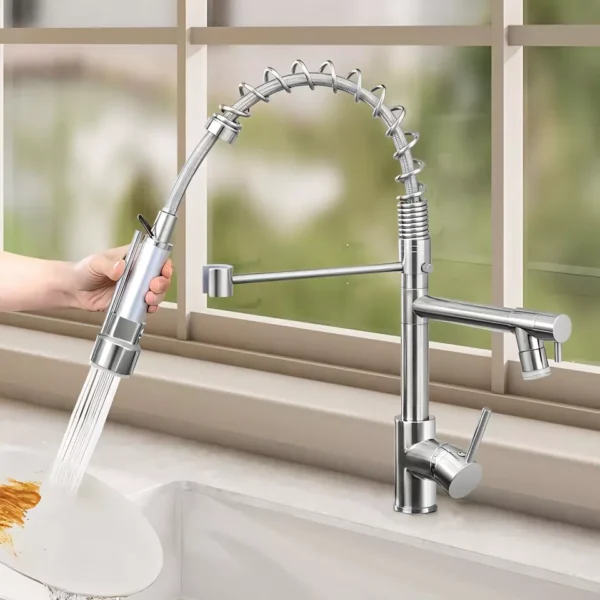 Single Handle Dual Outlet LED Kitchen Faucet - Image 5