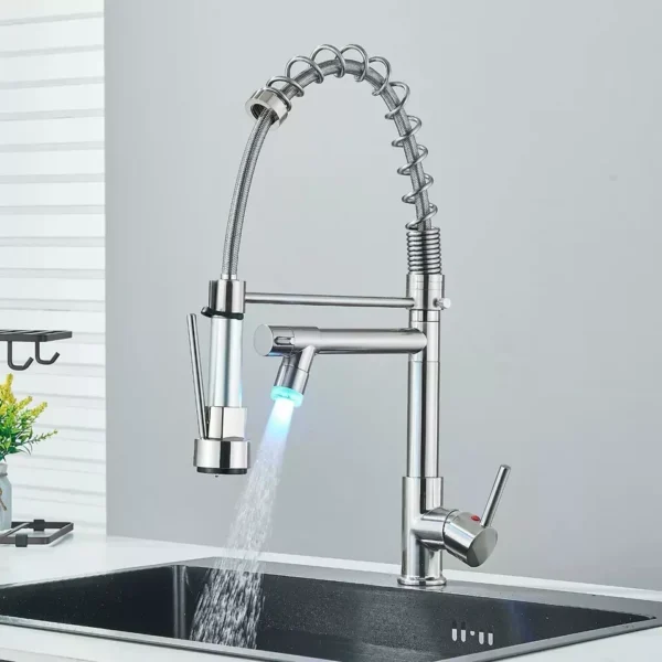 Single Handle Dual Outlet LED Kitchen Faucet