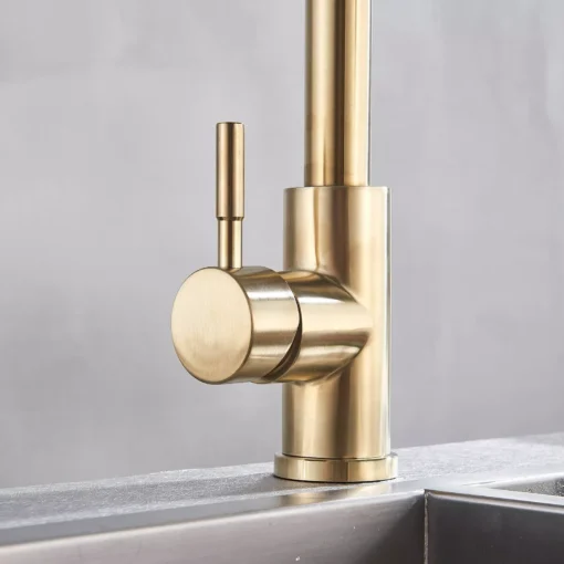 Brushed Gold Kitchen Sink Faucet with Pull-Down Sprayer - Image 8