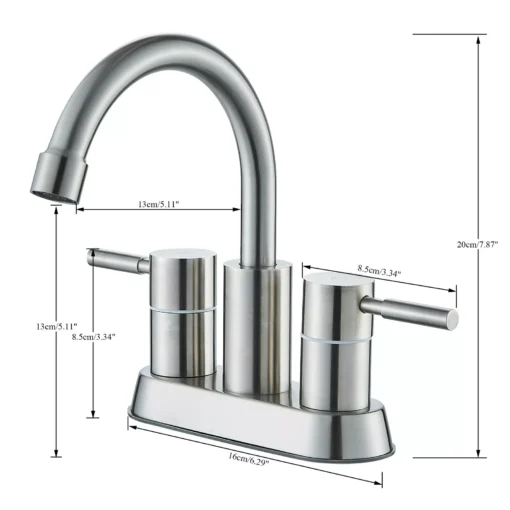 Premium Brushed Nickel Vanity Faucet - 4-Inch Dual Handle Sink Tap - Image 11