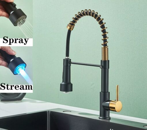 Single Handle LED Kitchen Sink Faucet with Pull-Down Sprayer - Image 5