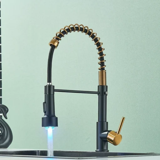 Single Handle LED Kitchen Sink Faucet with Pull-Down Sprayer - Image 3